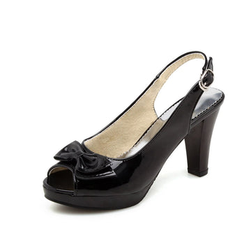 Niulatu High Heels Woman Pumps Sexy Open Toe Fish Mouth Shoe Woman Bowknot Party Sandals Ladies Summer Slingback Shoes DJSE